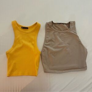Zara Crop Tank Top Bundles yellow & Beige